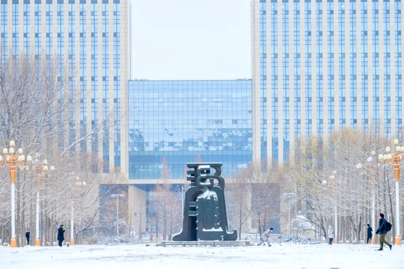 北京航空航天大學：一場初雪后，校園內冰花皚皚。校方供圖