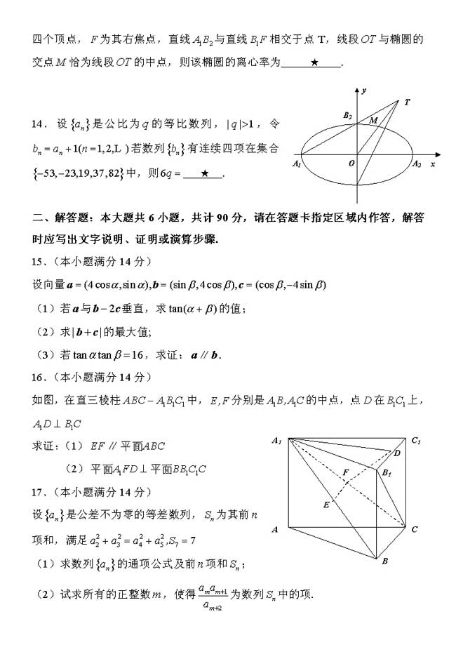 2009江苏数学高考试题--人民网教育频道 中国