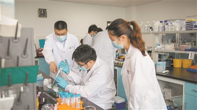 圖為國家級人才稱號獲得者、安徽醫科大學教授王華（左一）正在指導科研實驗。受訪單位供圖