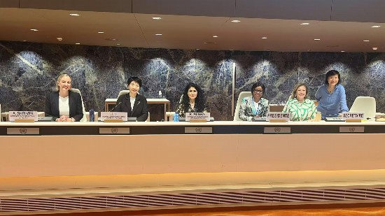 北二外教授、國家文化發展國際戰略研究院常務副院長李嘉珊教授（左二）出席聯合國貿易和發展會議